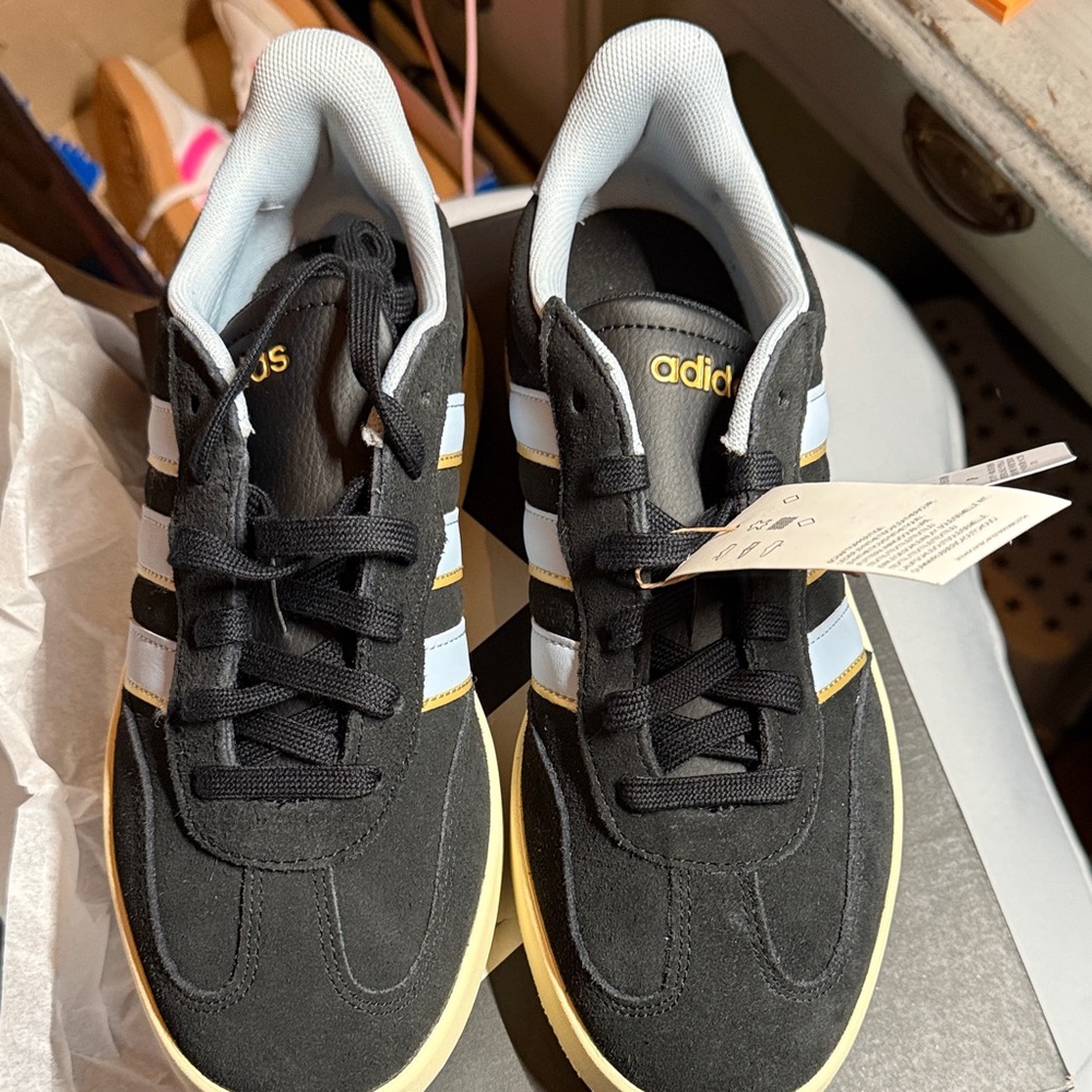 Adidas Barreda Women’s Black and Light Blue Sneakers with Yellow Detail